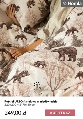 Pościel Urso flanelowa w niedźwiedzie 220x200 cm + 2*70x80 cm Homla promocja w Homla