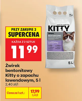 Żwirek bentonitowy o zapachu lawendowym Kitty promocja w Biedronka