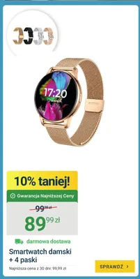 Smartwatch damski + 4 paski promocja w ERLI