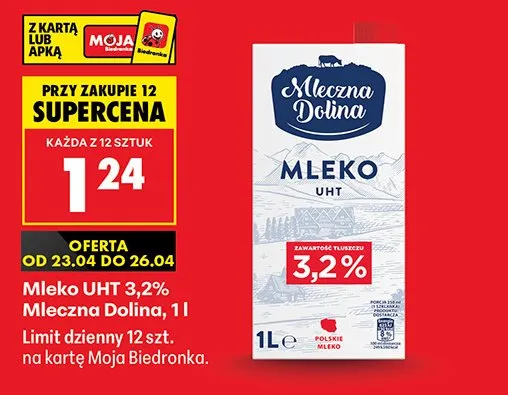 Mlego UHT 3,2% promocja w Biedronka