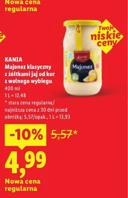 Majonez klasyczny z żółtkami jaj od kur z wolnego wybiegu Kania promocja w Lidl