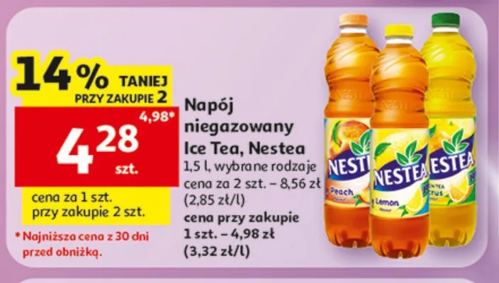 Napój niegazowany Ice Tea Nestea Peach promocja w Auchan