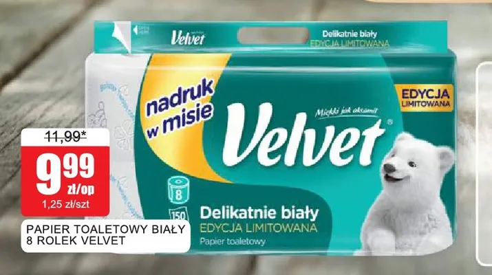 Papier toaletowy biały Velvet 8-pak promocja w Bingo