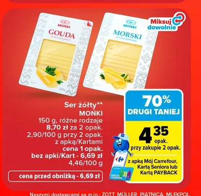 Ser gouda w plastrach Mońki promocja w Carrefour Market