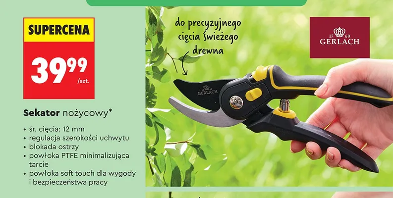 Sekator nożycowy GERLACH śr. cięcia 12mm promocja w Biedronka