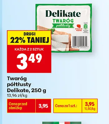 Twaróg półtłusty Delikate promocja w Biedronka