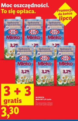 Mleko UHT 3,2% Łączka Mlekovita promocja w Lidl