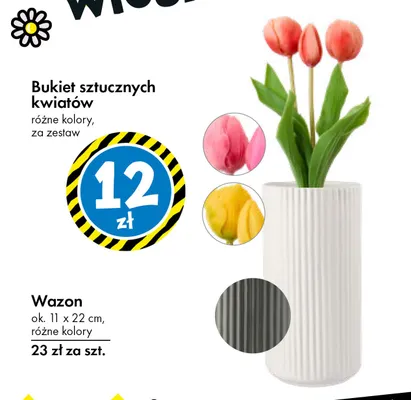 Bukiet sztucznych kwiatów różne kolory promocja w Tedi