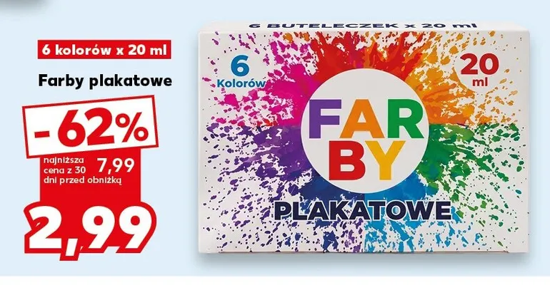 Farby plakatowe 6 kolorów promocja w Kaufland