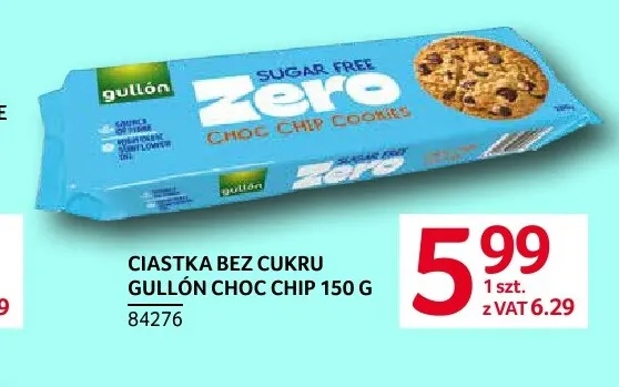 Ciastka bez cukru Gullón Choc Chip promocja w Selgros