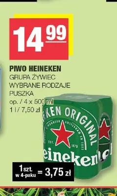 Piwo bezalkoholowe Heineken 4-pak promocja w SPAR