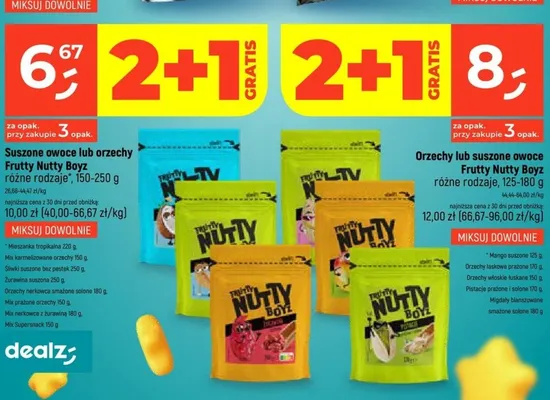 Suszone owoce lub orzechy różne rodzaje promocja w Dealz