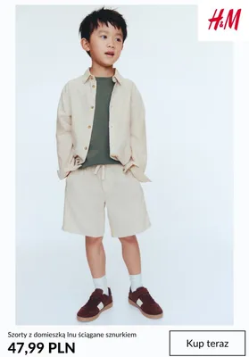 Szorty dziecięce z domieszką lnu ściągane sznurkiem H&M promocja w H&M