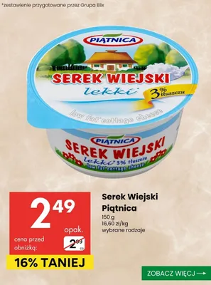 Serek wiejski lekki Piątnica 3% tłuszczu promocja w Delikatesy Centrum