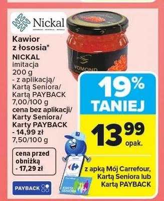 Kawior z łososia NICKAL imitacja promocja w Carrefour Market
