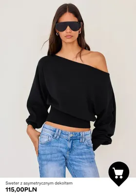 Sweter z asymetrycznym dekoltem promocja w Bershka