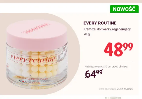 Krem-żel do twarzy regenerujący Every Routine promocja w Rossmann