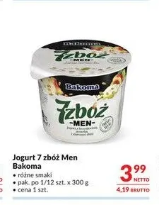Jogurt 7 zbóż Men Bakoma promocja w Makro