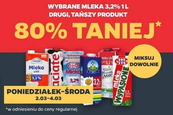 Wybrane mleka 3,2% 1l promocja w Netto