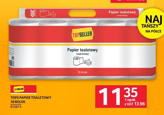 Papier toaletowy Topseller 10-pak promocja w Selgros