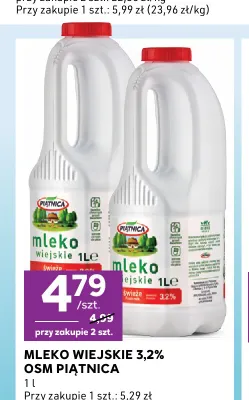 Mleko wiejskie OSM Piątnica 3,2% promocja w Stokrotka