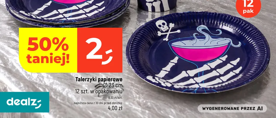 Talerzyki papierowe Ø23 cm promocja w Dealz