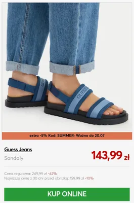 Sandały Guess Jeans promocja w eobuwie.pl