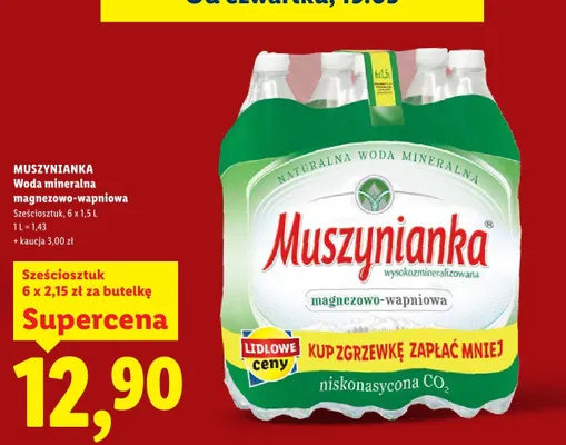 Woda mineralna magnezowo-wapniowa 6x2,15 l promocja w Lidl
