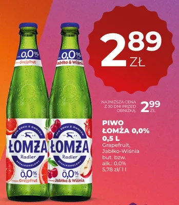 Piwo Łomża Radler 0,0% Grapefruit promocja w Duży Ben