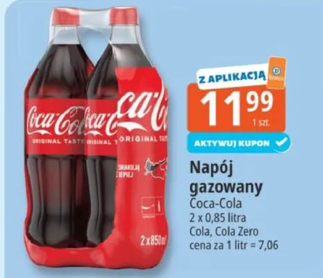Napój gazowany Coca, Cola Zero promocja w Leclerc