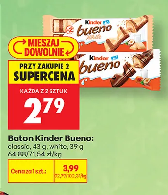 Baton Kinder Bueno white promocja w Biedronka