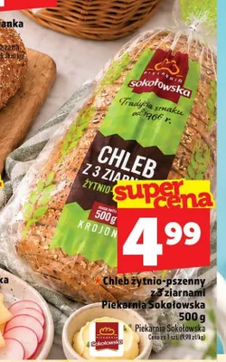 Chleb żytnio-pszenny z 3 ziarnami Piekarnia Sokołowska promocja w TOPAZ