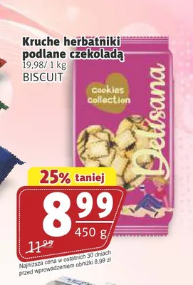 Kruche herbatniki podlane czekoladą Delisana promocja w Prim Market