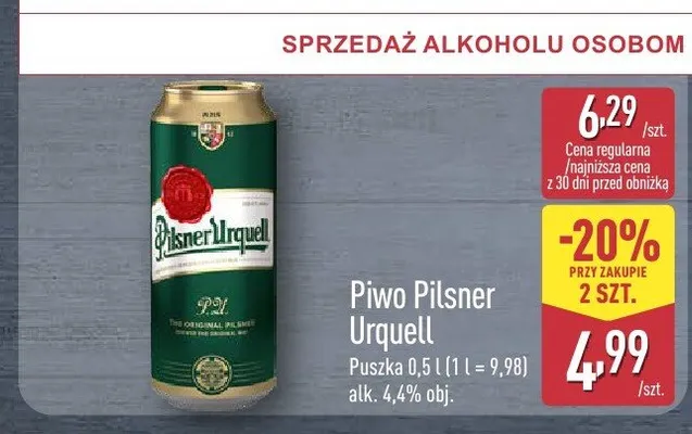 Piwo Pilsner Urquell promocja w Aldi