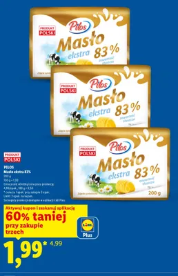 Masło ekstra 83% Pilos promocja w Lidl