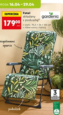 Fotel składany z poduszką promocja w Biedronka