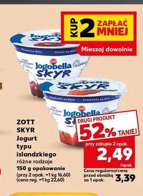 Jogurt typu islandzkiego Skyr wiśnie na dnie Zott promocja w Kaufland
