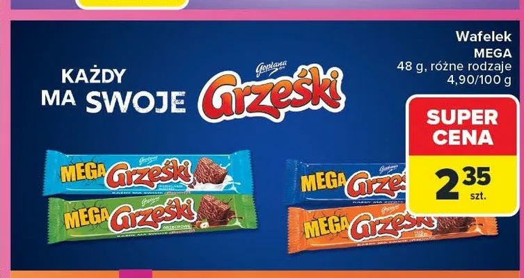 Wafelek Grześki Mega bez czekolady promocja w Carrefour