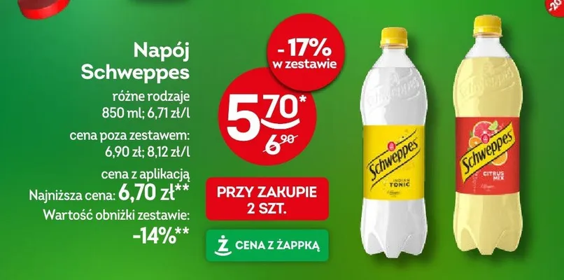 Napój Schweppes różne rodzaje promocja w Żabka
