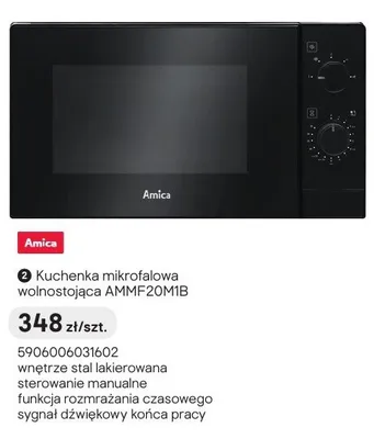 Kuchenka mikrofalowa wolnostojąca Amica AMMF20M1B promocja w Castorama