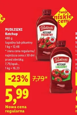 Ketchup pikantny Pudliszki promocja w Lidl