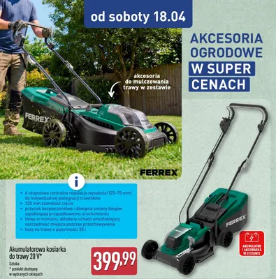 Akumulatorowa kosiarka do trawy 20 V promocja w Aldi