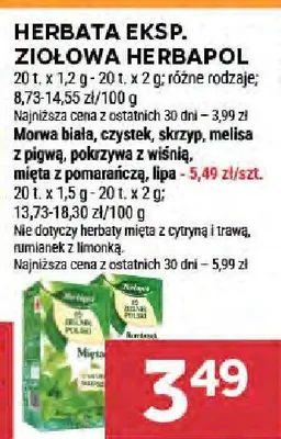 Herbata ekspresowa ziołowa Herbapol różne rodzaje promocja w Stokrotka