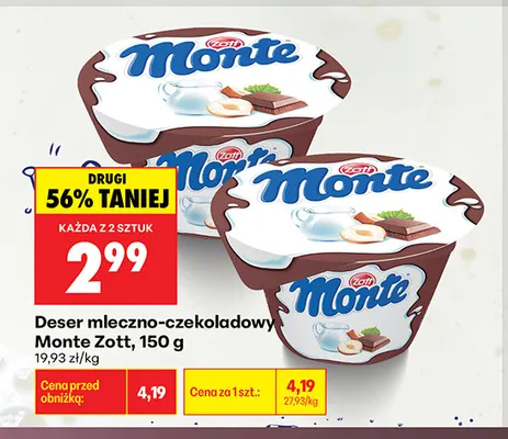 Deser mleczno-czekoladowy Monte Zott promocja w Biedronka