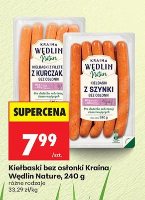 Kiełbaski z szynki Kraina Wędlin Nature promocja w Biedronka