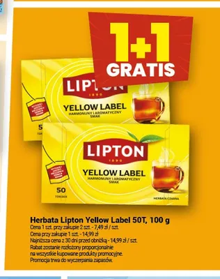 Herbata czarna Lipton Yellow Label promocja w Twój Market