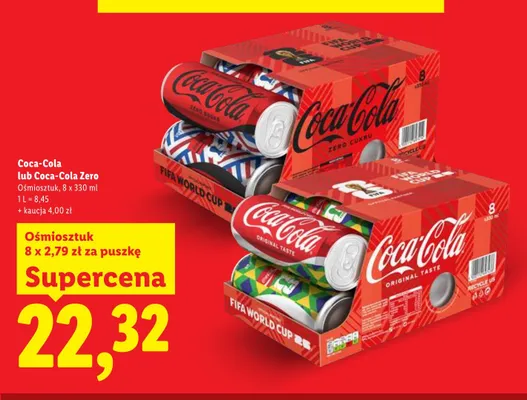 Napój gazowany Coca-Cola Zero 8-pak 330 ml promocja w Lidl