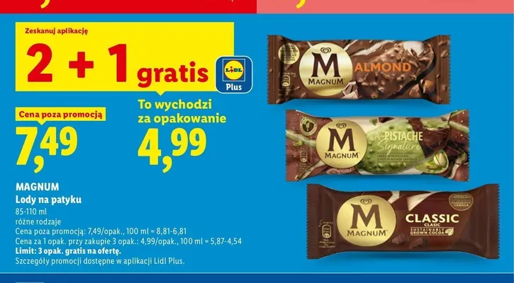 Lody na patyku Magnum Pistache Signature promocja w Lidl