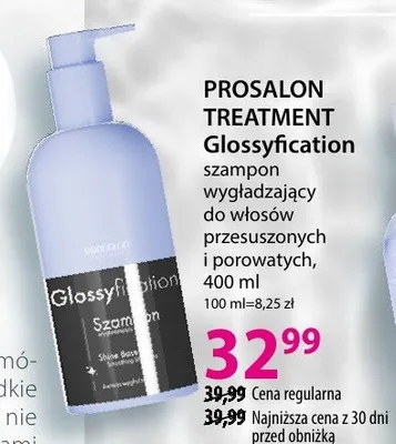 Szampon PROSALON TREATMENT Glossyfication wygładzający do włosów przetłuszczonych i porowatych 400ml promocja w Hebe