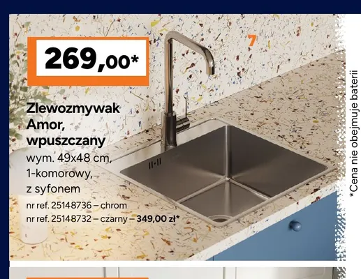 Zlewozmywak Amor wpuszczany chrom Kuchinox promocja w Bricoman